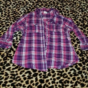 Petite large plaid shirt